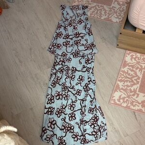 Madewell floral shirt and midi skirt set